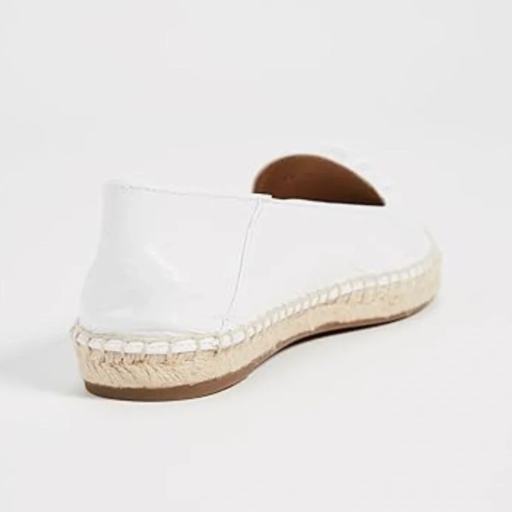 NEW MARC JACOBS WHITE LEATHER DAISY EMBELLISHED FLAT ESPADRILLE SHOES 36.5